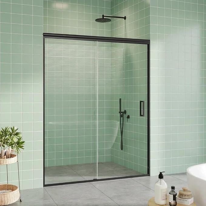 Shower Door 56-60" W x 72" H, Sliding Glass, Shower Door with 1/4'' (6mm) Clear Tempered Glass for Bathroom