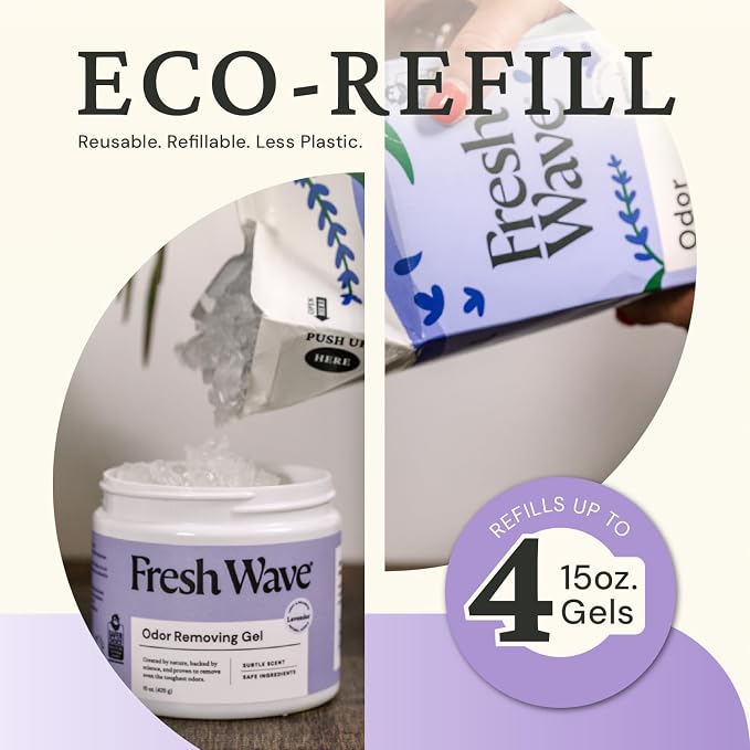 Fresh Wave Lavender Odor Eliminator Gel 15 oz - Air Freshener for Home | Lasts 30-60 days. Plant-based odor absorber. No perfumes or harsh chemicals. Bathroom & closet deoderizer. Refills available.