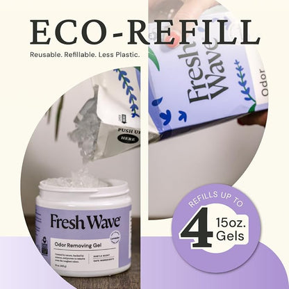 Fresh Wave Lavender Odor Eliminator Gel 15 oz - Air Freshener for Home | Lasts 30-60 days. Plant-based odor absorber. No perfumes or harsh chemicals. Bathroom & closet deoderizer. Refills available.