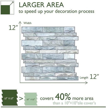 STICKGOO 10-Sheet Peel and Stick Backsplash, 12”X12” Self Adhesive Wall Tiles, Stick on Backsplash for Kitchen & Bathroom (Cultured Stone Look, Thicker Design)