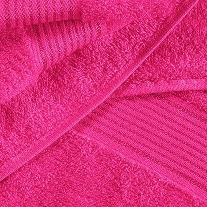 Belizzi Home Ultra Soft 6 Pack Cotton Towel Set, Contains 2 Bath Towels 28x55 inch, 2 Hand Towels 16x24 inch & 2 Wash Coths 12x12 inch, Ideal Everyday use, Compact & Lightweight - Hot Pink