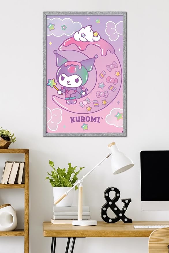 Hello Kitty and Friends: 24 Dreamland - Kuromi Wall Poster, 34L" x 22.4W", Gray Framed Version