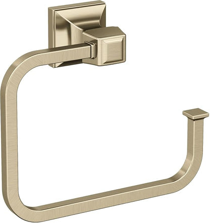 Amerock BH36022BBZ | Golden Champagne Towel Ring | 5-3/4 in (146 mm) Length Towel Holder | Mulholland | Hand Towel Holder for Bathroom Wall | Small Kitchen | Bath Accessories