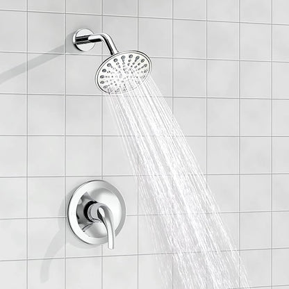 EMBATHER Shower Faucet Set, Single Handle Control Shower Valve and Trim Kit, Shower Faucets Sets Complete with 6 Inch Rain Shower Head, Polished Chrome