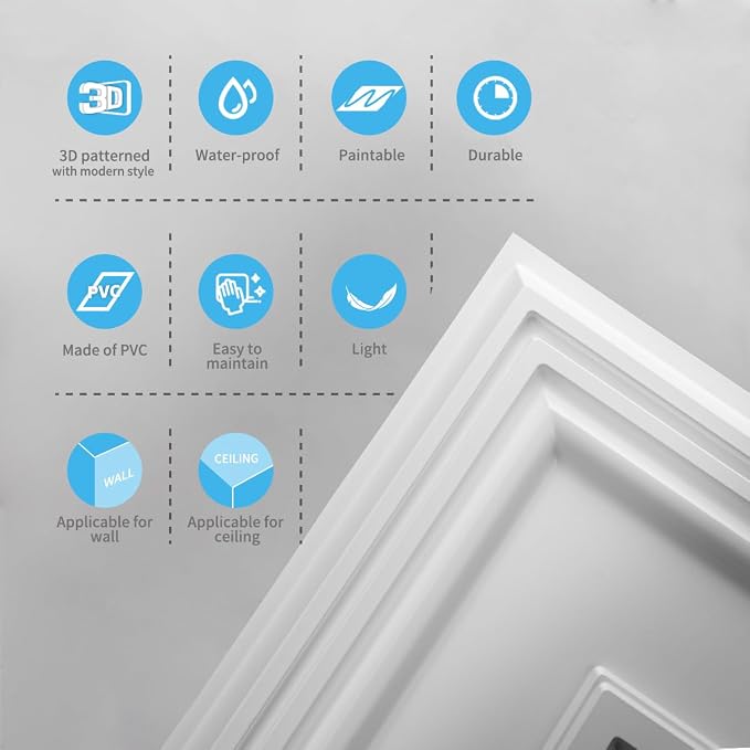 Art3d Drop Ceiling Tiles, 24x48in. White (12-Pack), Polyvinyl Chloride (PVC), Glue Down | Lightweight, Waterproof, No Sag and Breakage, Compatible with Grid System, Perfect for Basement, Kitchen