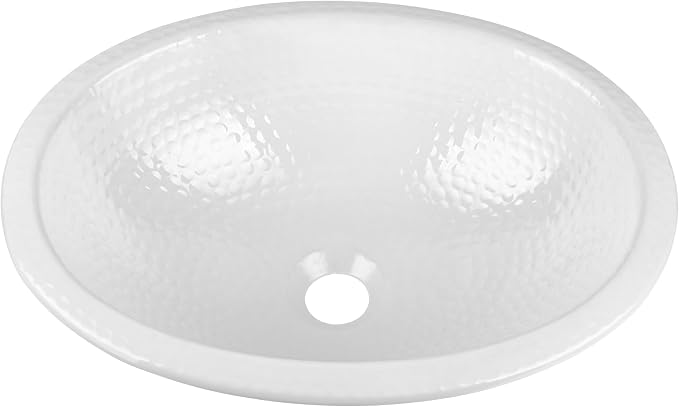 Monarch Abode Bathroom Sink – 17-Inch Oval Drop In Bathroom Sink, Top Mount Hand Hammered Classic White Vanity Sinks for Countertop, Powder Room, Guest Bath or Restroom, Drop in Sinks for Bathrooms
