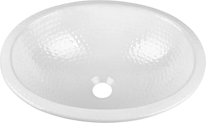Monarch Abode Bathroom Sink – 17-Inch Oval Drop In Bathroom Sink, Top Mount Hand Hammered Classic White Vanity Sinks for Countertop, Powder Room, Guest Bath or Restroom, Drop in Sinks for Bathrooms