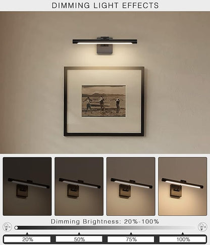 Joosenhouse Hard-Wired Picture Light Dimmable LED Picture Lights for Paintings 16.53" Inch Dartboard Portrait Lighting for Wall Pictures Matte Black Metal Body 3000K 110V AC