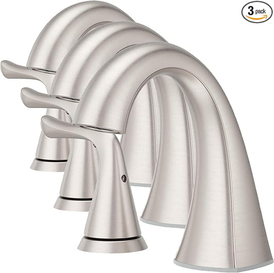 Pfister Willa Bathroom Sink Faucet, 8-Inch Widespread, 2-Handle, 3-Hole, NSF Certified, Spot Defense Brushed Nickel Finish, LF049MALGS | (Pack of 3)