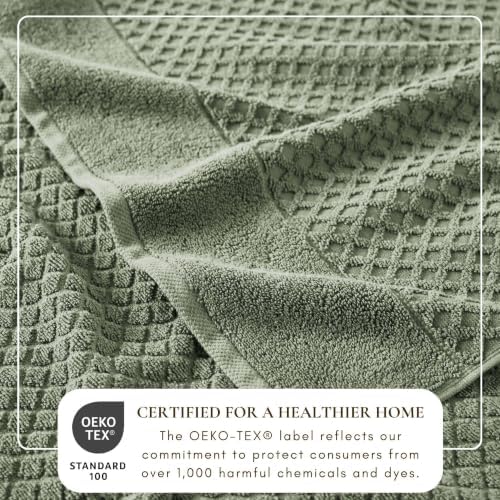 Great Bay Home Bath Towels - 100% Cotton 6 Piece Bath Sheet Set - Diamond Waffle Weave - Absorbent, Durable, Quick-Dry Towels for Bathroom (Eucalyptus)