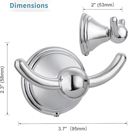 FILTA Bathroom Towel Hooks, Polished Chrome Robe & Towel Hooks for Wall Mounted, Traditional Towel and Robe Hooks for Hanging Towels, Bath Towel Holder for Shower(2 Pack)