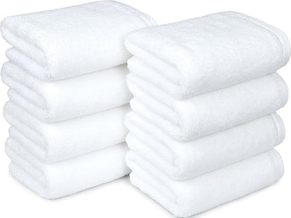 Amazon Basics 8-Pack Soft, Highly Absorbent, Quick-Dry Hand Towels, 100% Cotton, 28" x 16", White