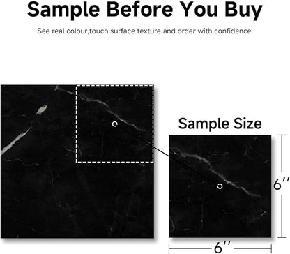 ATOPOSE Peel and Stick Vinyl Floor Tile，1 Piece Sample,6"x6" Self Adhesive Flooring for DIY Installation（ Black Marble Sample）