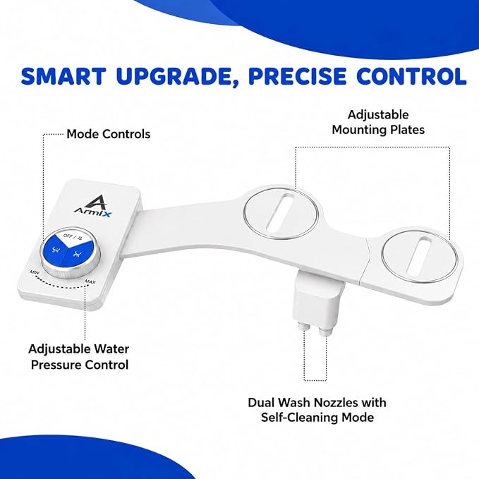 Bidet Attachment for Toilet, Dual Nozzle, Self-Cleaning, Adjustable