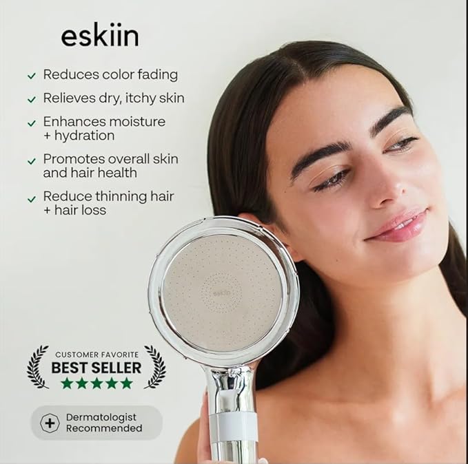 Filtered Shower Head - Best HandHeld Shower Head With Filters For Healthy Hair & Skin - High Pressure - Reduce Dandruff, Protect Colored Hair, And Soothe Dry Skin (Chrome)