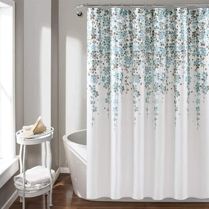 Lush Decor Weeping Flower Shower Curtain 72"W x 72"L Blue & Gray - Fabric Shower Curtains for Bathroom - Floral Bathroom Curtain - Cottage Core Decor