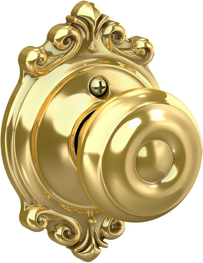 SCHLAGE F10 GEO 605 BRK Brookshire Collection Georgian Passage Knob, Bright Brass