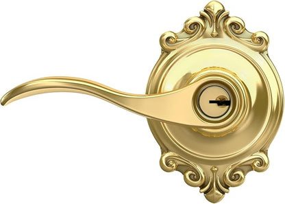 SCHLAGE Accent Lever with Brookshire Trim Keyed Entry Lock in Bright Brass