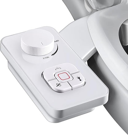 SAMODRA Bidet Attachment, Non-Electric Cold Water Bidet Toilet Seat Attachment with Pressure Controls, Retractable Self-Cleaning Dual Nozzles for Frontal & Rear Wash - White