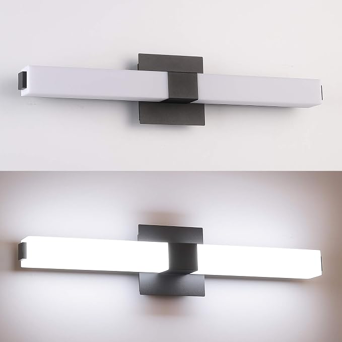 Bathroom Vanity Light Black - 24 inch Modern Vanity Lights for Bathroom - 18W LED Bath Lights Over Mirror Cool White Light 6000K