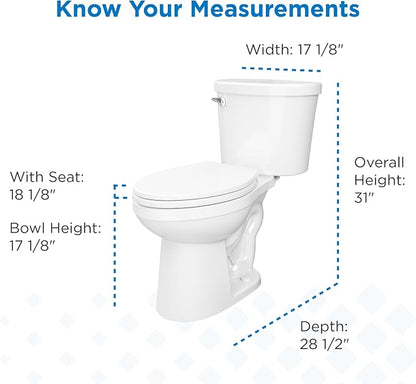 Gerber Maxwell Crest Elongated Two-Piece Toilet, Soft-Close Seat, White | Efficient flush clears the bowl with ease | Tool-free install kit with wax ring included | Glazed trapway prevents clogs