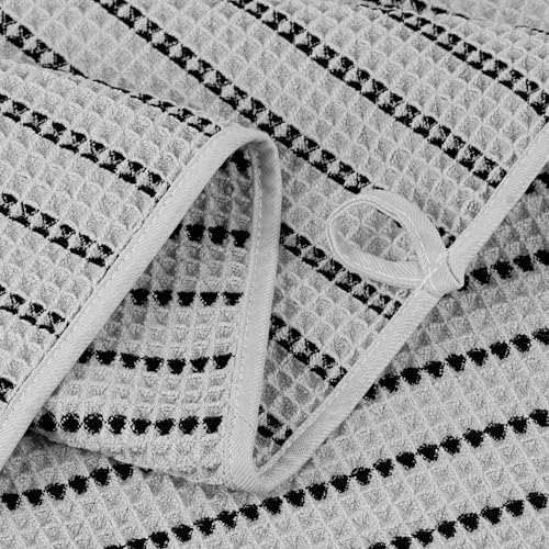 POLYTE 430 GSM Poly Blend Microfiber Quick Dry Waffle Bath Towel Set of 6
