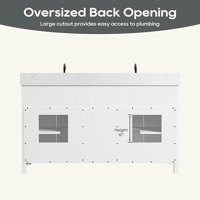 60 Inch Bathroom Vanity with Double Sink, Farmhouse Bathroom Vanity Cabinet with Soft Closing Doors & Dovetail Drawers, Vanity for Bathroom, Adjustable Feets, Apron Farm Sink, White
