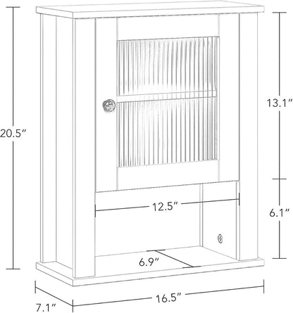 RiverRidge Prescott Bathroom Wall Cabinet - Bathroom Cabinet with Reeded Glass, Soft-Close Hinges & Adjustable Shelf - Slim Medicine Cabinet for Small Spaces