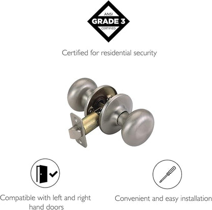 Design House 753301 Cambridge 2-Way Adjustable Passage Door Knob, Satin Nickel