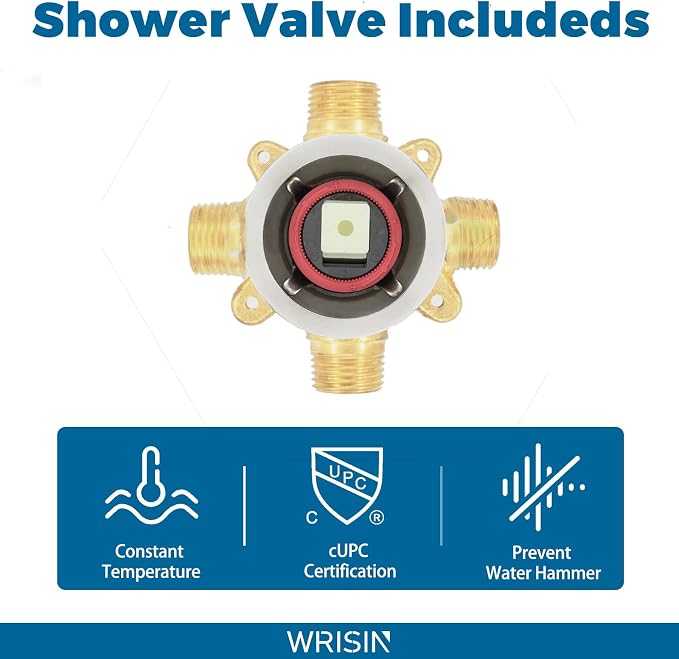 Black Shower Faucet Set with Tub Spout, Black Shower Head and Handle Set, Bathtub Faucet Set with 6 Inch High-Pressure Rain Showerhead