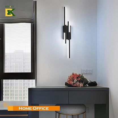 Modern LED Wall Sconce Black Remote Wall Light Fixtures for Bathroom, Dimmable Vanity Light Indoor LED Remote Wall Sconce for Bedside Bedroom Living Dining Room (27.6inch 3000-6500K 1 Pack)