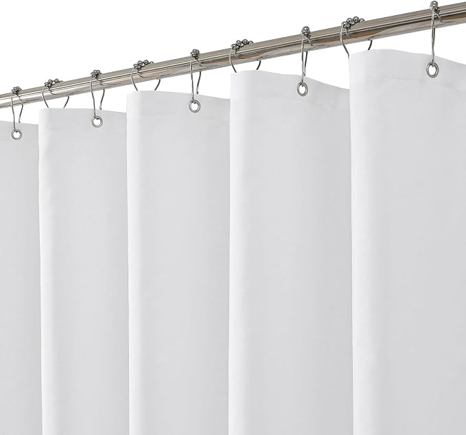 eachope Long Waterproof Fabric Shower Curtain Liner,72x78 Inch White | 3 Heavy-Duty Magnets,Machine Washable,Durable Rustproof Grommets,Hotel Quality,Easy Care,Secure Fit for Bathroom