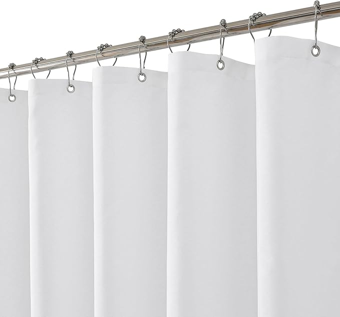 eachope Extra Long Waterproof Fabric Shower Curtain Liner,72x84 Inch White | 3 Heavy-Duty Magnets,Machine Washable,Durable Rustproof Grommets,Hotel Quality,Easy Care,Secure Fit for Bathroom