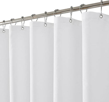 eachope Extra Long Waterproof Fabric Shower Curtain Liner,72x84 Inch White | 3 Heavy-Duty Magnets,Machine Washable,Durable Rustproof Grommets,Hotel Quality,Easy Care,Secure Fit for Bathroom