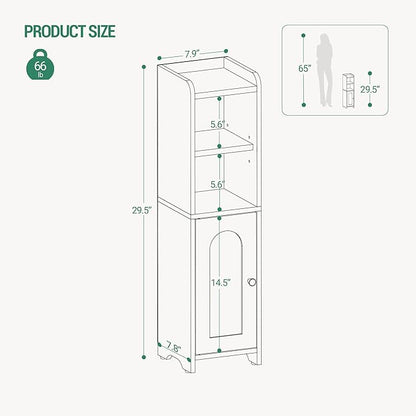 Bathroom Storage Cabinet, Corner Floor Cabinet with Doors and Adjustable Shelf, Narrow Toilet Paper Cabinets, Bathroom Organizer for Small Spaces, Greige BC19705X