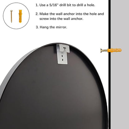 Small Round Mirror, 16 inch Black Circle Mirror, Matte Metal Frame | High Definition Mirror, Waterproof, Easy Installation, Circular Mirrors for Vanity, Nursery, Bedroom, Wall Décor