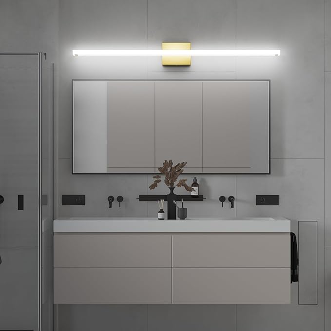 40inch Gold LED Bathroom Vanity Light Bar 36W Modern Bath Light Fixture Over Mirror Vanity Light Cool White 6000K