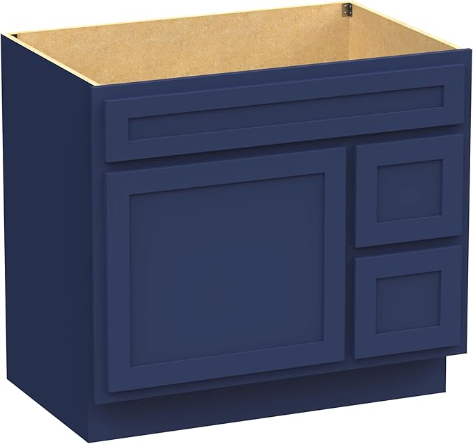 Vanity Art 72 Inch Bathroom Vanity with 2-Door 4-Drawer, Wood Bathroom Vanity Cabinet with Soft Closing Drawer, Floor Mounted Blue Cabinet Without Top VA4072-LRBU
