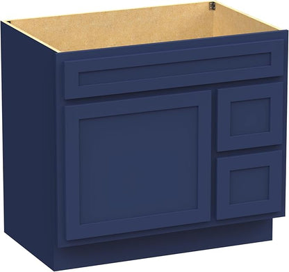 Vanity Art 72 Inch Bathroom Vanity with 2-Door 4-Drawer, Wood Bathroom Vanity Cabinet with Soft Closing Drawer, Floor Mounted Blue Cabinet Without Top VA4072-LRBU
