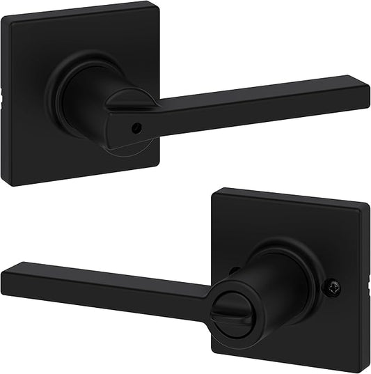 Kwikset Casey Hallway Passage and Bed/Bath Privacy Door Handle 10 Pack, 5 Passage Levers and 5 Privacy Levers, Matte Black Reversible Interior Handles, with Microban