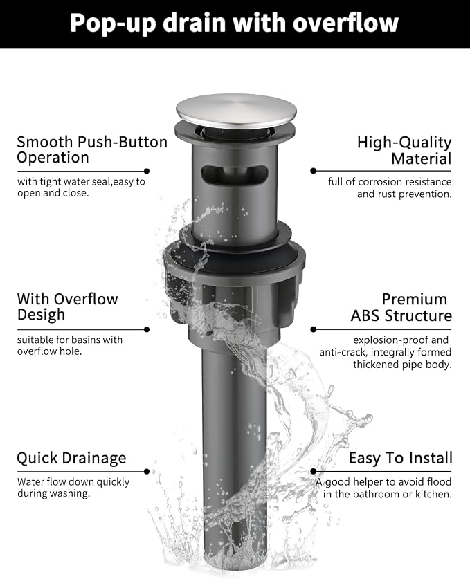Bathroom Faucet 3 Hole with Pull Out Sprayer, 8 Inch Widespread Bathroom Faucet, Magnetic Pull Out Faucet for Easy to Use, Brushed Nickel (with Pop-up Drain)