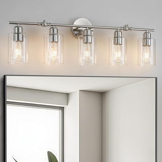 5-Light Bathroom Light Fixtures, Brushed Nickel Vanity Lights for Bathroom