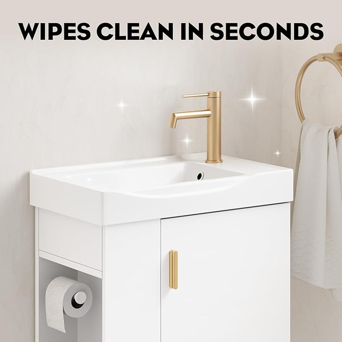 phiestina 20 Inch White Floating Small Bathroom Vanity, Pre-Assembled Wall-Mounted Cabinet with Sink, Left Side Storage, Soft-Close Door, Modern Space-Saving Design, No Faucet, BV07-20-WHITE-PLUS