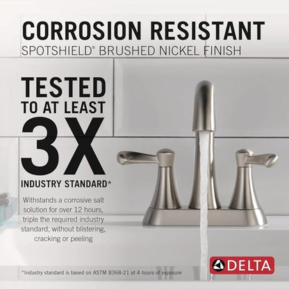 Delta Faucet Esato Centerset Bathroom Faucet Brushed Nickel, Bathroom Sink Faucet, Drain Assembly Included, SpotShield Brushed Nickel 25897LF-SP