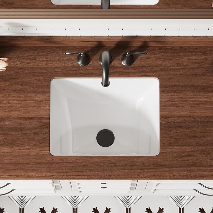 16 Inch Small Rectangle Undermount Bathroom Sink Vessel Sink Lavatory Ceramic White Vanity Top Sink with Overflow (15.7"X11.8")