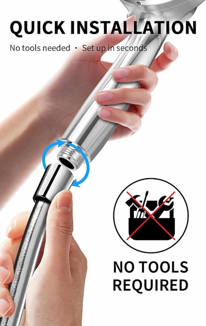 Magnetic Shower Head with Handheld - 10 Spray Modes High Pressure Filtered Showerhead, Detachable Magnetic Mount, Built-in WaterFilter, Extra Cleaning Nozzle, Chrome