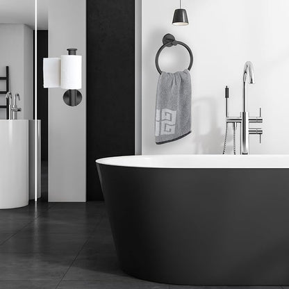 Black Bathroom Hardware Set, Towel Ring & Toilet Paper Holder, Stainless Steel SUS304, Hand Towel Hanger & Toilet Roll Holder, Sturdy Bathroom Accessories for Home or Kitchen
