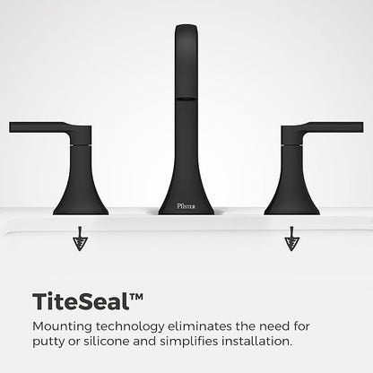 Pfister Vaneri Bathroom Sink Faucet, 8-Inch Widespread, 2-Handle, 3-Hole, NSF Certified, Matte Black Finish, LF049VRIBB