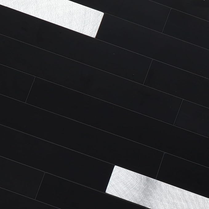 Yipscazo 20 Sheets Peel and Stick Stone Metal Backsplash, PVC Wall Tiles Stick on Tiles for Backsplash Kitchen, Bathroom, Fireplace (6'' X 12'', Black)