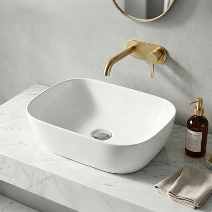 NUESTRA VIDA 18.1"x13" Bathroom Vessel Sink, White Ceramic Sink Bowl Above Counter, Vanity Sink, Lavatory Wash Basin